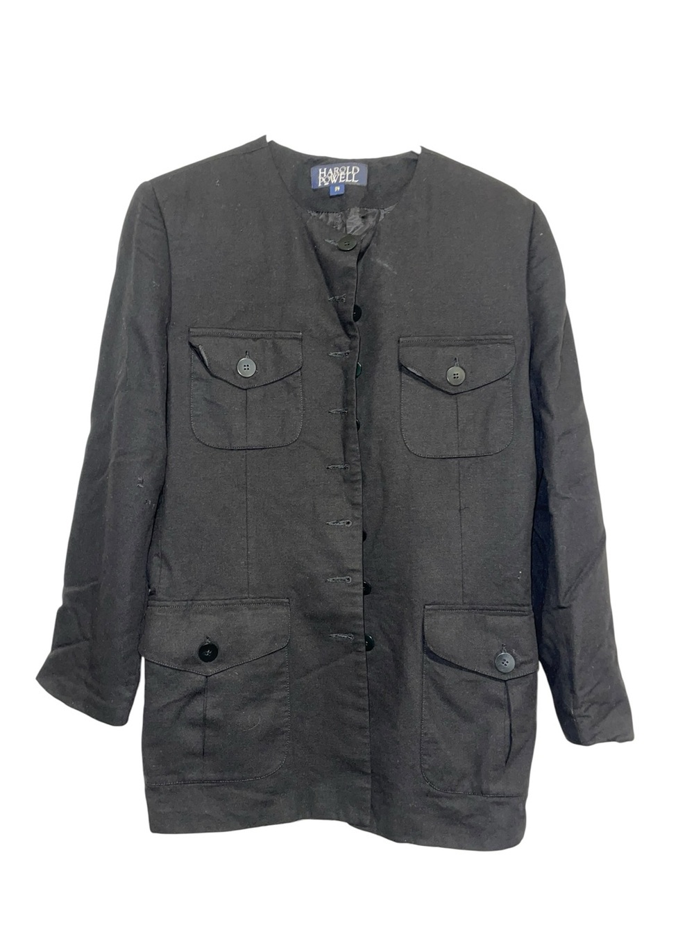 Harold's Black Collarless Four-Pocket Blazer